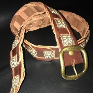 Brown Leather weaved belt 36 inch
